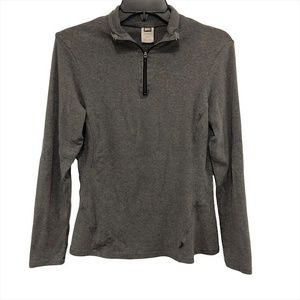 REI Grey Lightweight Sweatshirt M Organic Cotton Long Sleeve Quarter Zip Collar